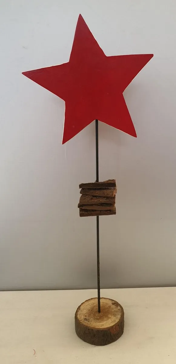 Christmas House 2 stuks Christmas house,Kerstster stand decoratie beeld rood D11,5 x H67,5cm