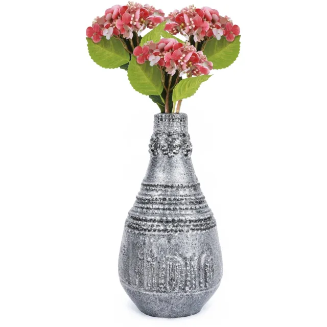 Chaks Kunstbloem Hortensia tak - 3x - roze - 35 cm - losse steel - Kunst zijdebloemen