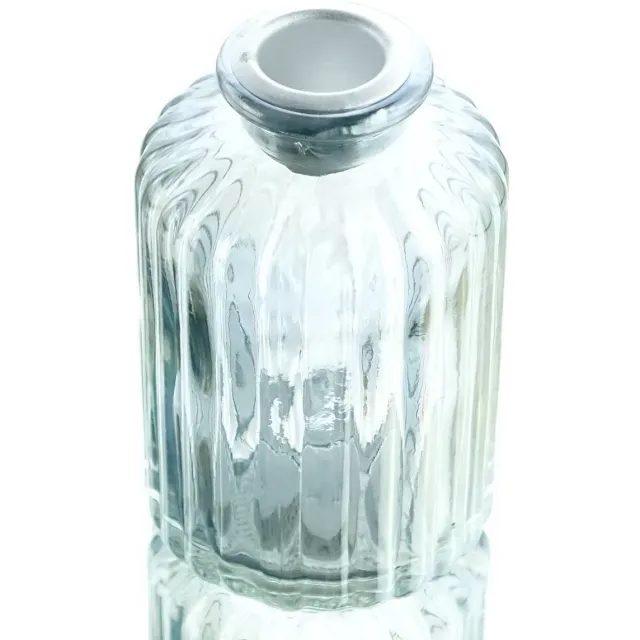 Gasper kaarsenhouder grijs met ribbelmotief 9,7 cm - glas