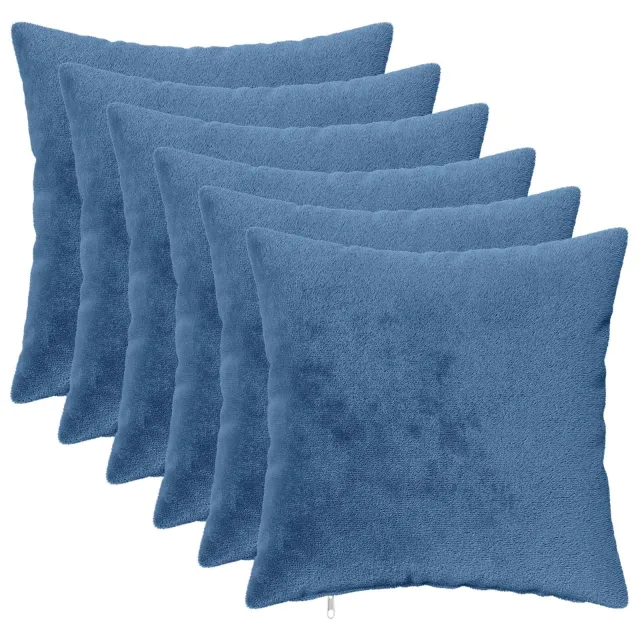 vidaXL Plaid kussen 6 st HEERLEN Lichtblauw 45 x 45 cm Flanel blauw