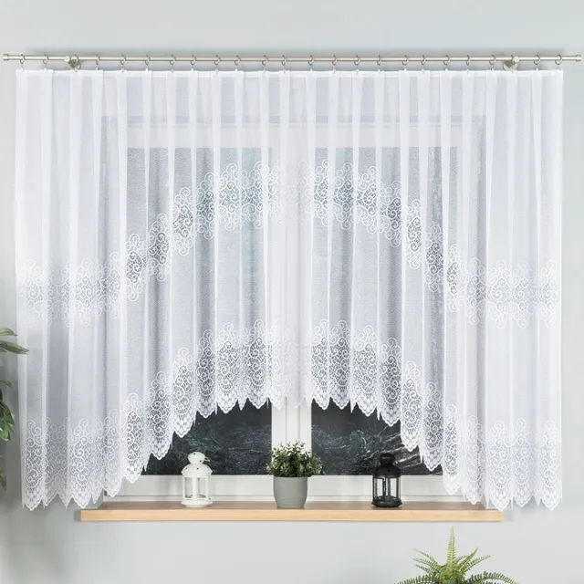 Markizeta Violetta - Jacquard Gordijn - 400x160 cm - Wit - Decoratieve Rand