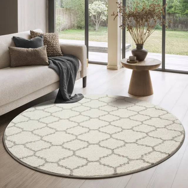 Muratap Boho Rond Klasik Laagpolig Vloerkleed Crème- 150 CM Ø Creme