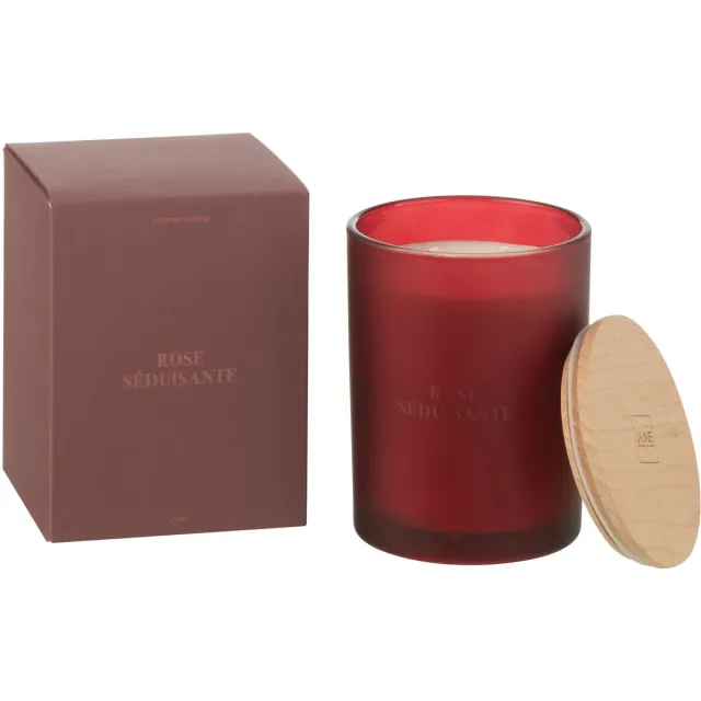J-Line geurkaars Accords Essentiels - Rose Séduisante - glas - rood - 52U