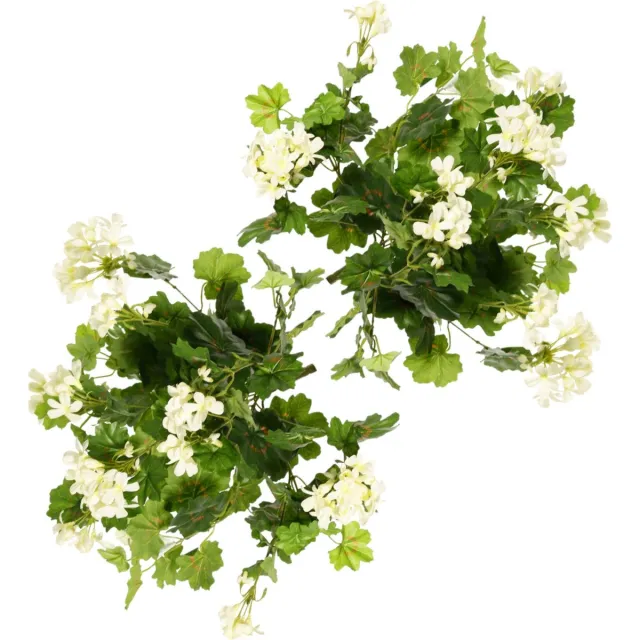 Top Art Topart Kunstbloemen boeket Oostenrijkse Geranium wit 40 cm - 2x - Kunstplanten met bloemen