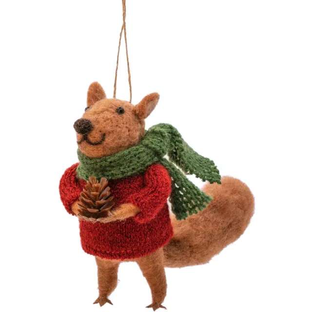 Sass & Belle Winterse eekhoorn vilten kersthanger - Sass & Belle bruin