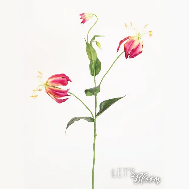 Let's Bloøm Gloriosa | Kunstbloem | Zijdenbloem | Roze | Fuchsia | Geel | Groen | Kunsttak | 1, 3 of 5 stuks