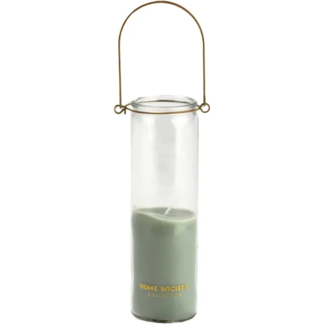 Home Society Buitenkaars in glas 'Frank' - Celadon Green - tuinverlichting eucalyptus groen