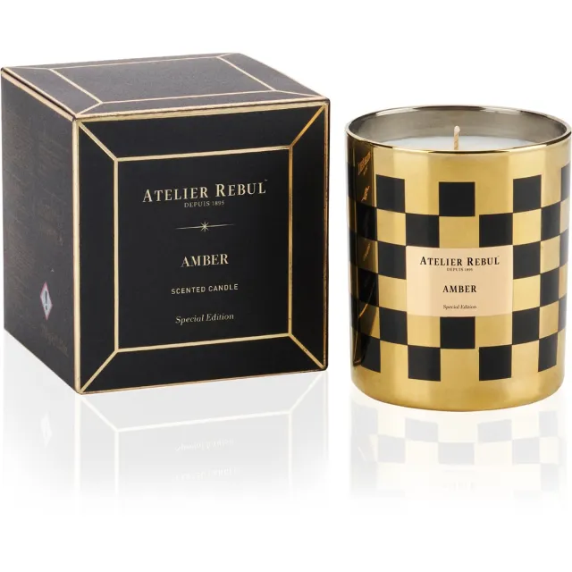 Atelier Rebul Amber - Geurkaars (210g) – Warme & Kruidige Geur – 45 Branduren – Sojawas Goud