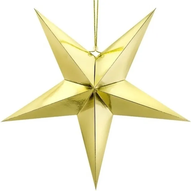 PartyDeco Kerstster - 3x - goud - 45 cm - decoratie ster - karton - lampion - kerstversiering Goudkleurig