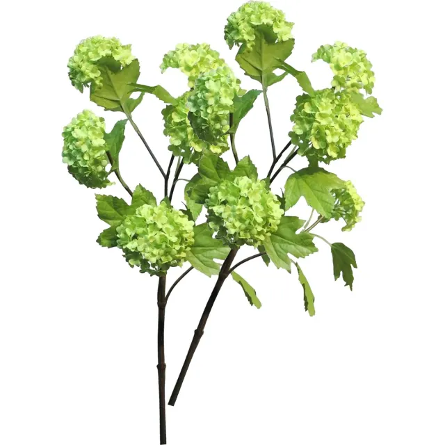 Bellatio Design Kunstbloem Viburnum/sneeuwbal Roseum - 3x - 60 cm - groen - losse steel - kunst zijdebloemen