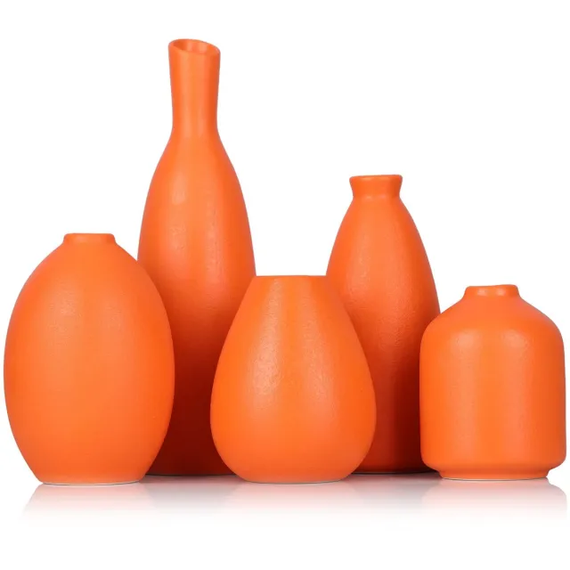 Imperatoris Keramische Vaas Set – Decoratieve Vazen voor Interieur en Woondecoratie – 5 stuks Orange