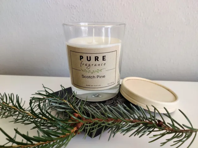 Pure Fragrance Geurkaars in glas - Scotch Pine - dennen - dennengeur wit