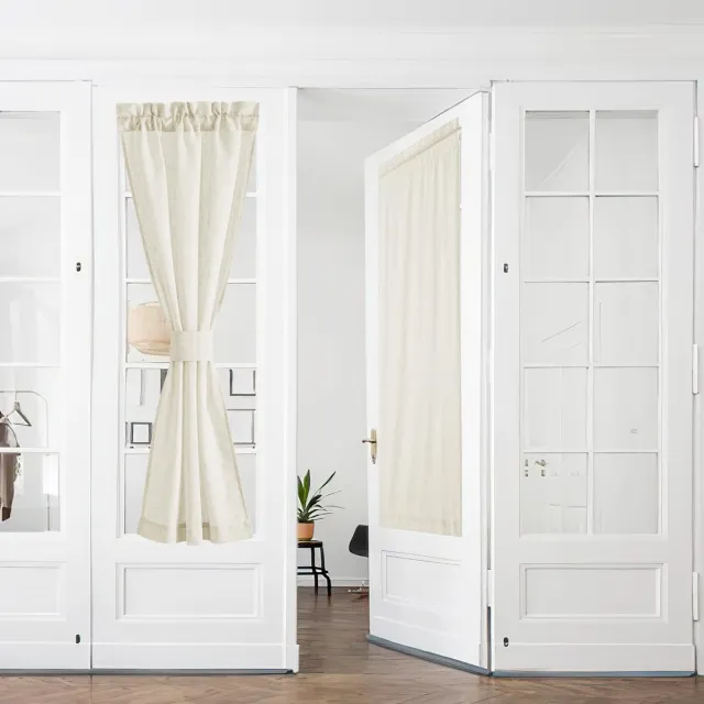 Ibenzoa Vitrage Linnen Gordijnen Set voor Balkondeuren beige