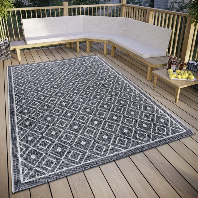 flycarpets Clyde Binnen & Buitenkleed Vloerkleed Lahal Grijs / Beige - 155x235 cm