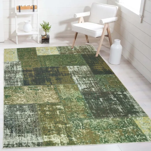 flycarpets Burano Vintage Patchwork Vloerkleed - Groen - 240x340 cm