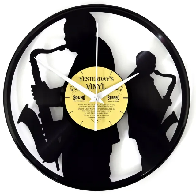Yesterdays Vinyl Klok Saxofonisten - 30 cm - Met geschenkverpakking Zwart