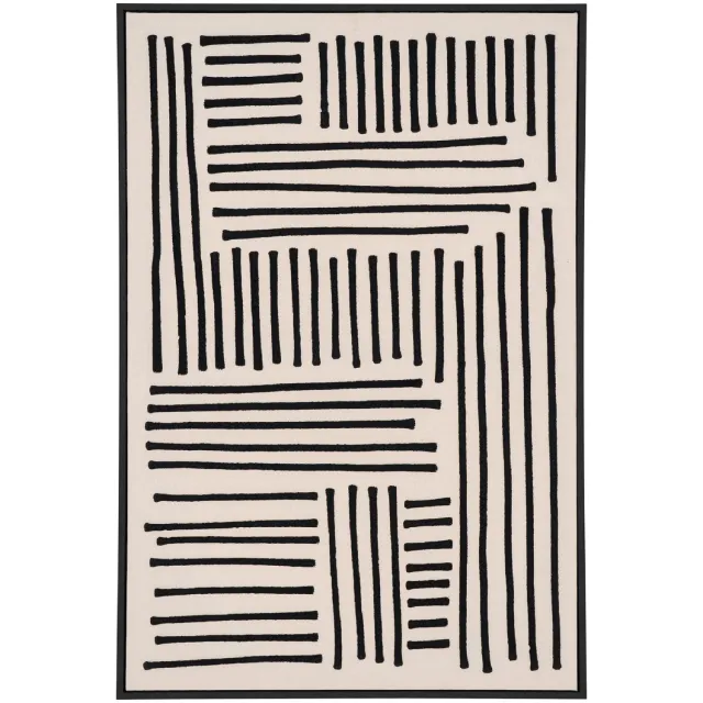 Nest of Nora Canvas schilderij 60x90 cm - Wanddecoratie lijnenspel - Zwart/Beige