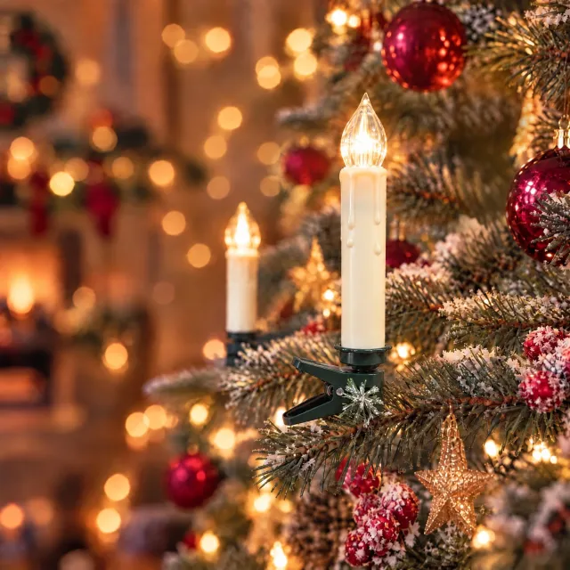 Aufun LED Kerstkaarsen - 10 Stuks - Warm Wit- Inclusief Batterij Vlamloze Kaarsen met Timerfunctie - Flikkerende Kerstkaarsen met Afstandsbediening - voor Bruiloften Kerstversiering Warm wit.