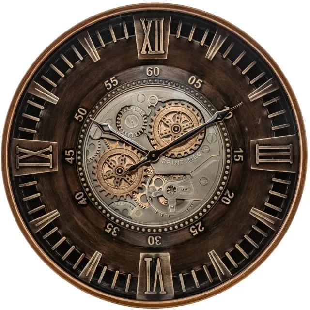 Atmosphera Wandklok/muur klok Roma Uno - Vintage Metal - Dia 59 cm - metaal/glas - bruin - Luxe klokken