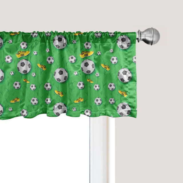 ABAKUHAUS Voetbal Raamvalletje, Gordijnvalletje voor Keuken en Slaapkamer met Tunnelzoom, 137 cm x 30 cm, Limegroen Geel Zwart Lichtgroen Geel Zwart