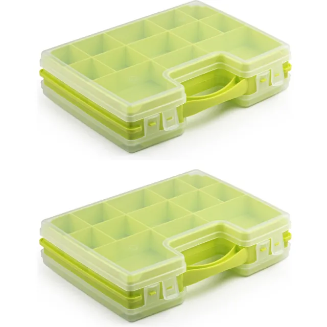 PLASTICFORTE Opbergdoos - 3x - lime groen - kunststof - 28 x 21 cm - met deksel - opbergbox/sorteerdoos