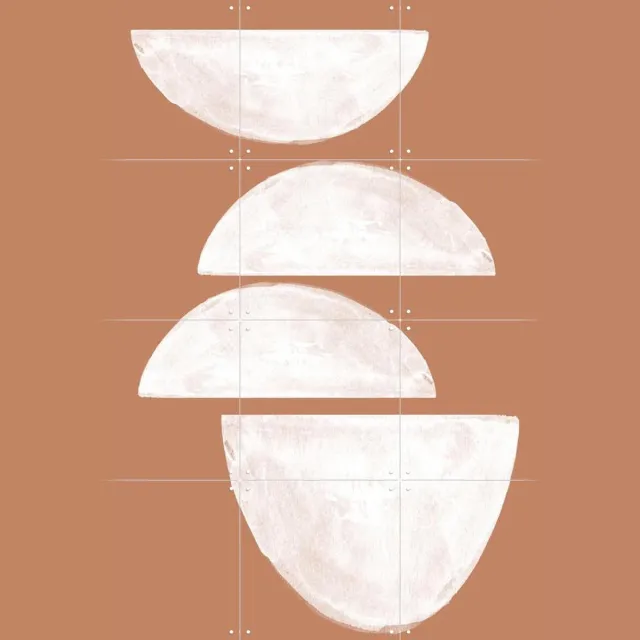 IXXI Stacked Halves, The Miuus Studio & Various - 60 x 80 cm - Grote wanddecoratie en posters - Geometrische Kunst, Abstract, Grafisch Ontwerp Bruin