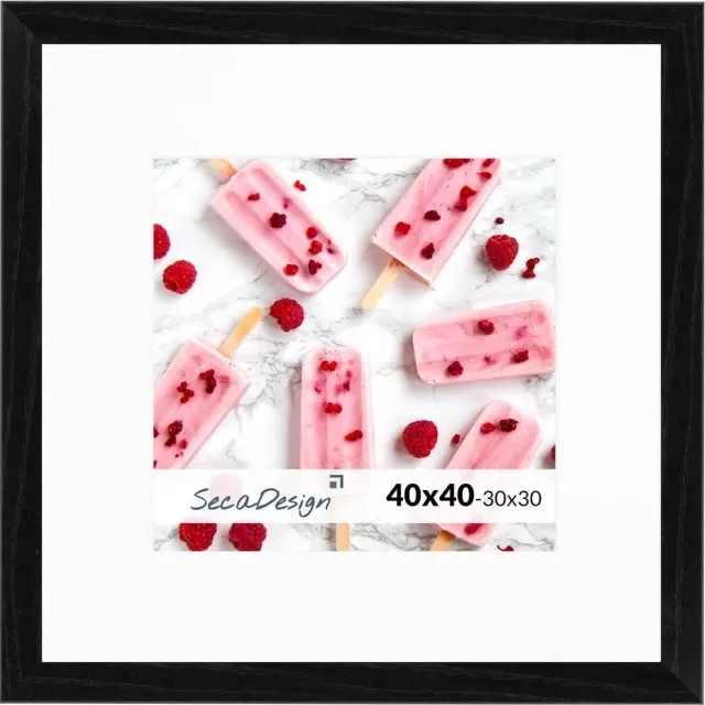 SecaDesign Tundra Hout - Fotolijst 40x40 / 30x30 cm fotomaat met passe-partout - Zwart