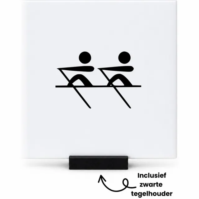 Hacebo Roeien tegeltje met tegelhouder - Roeien - Voor de beste sporter - tegeltjes met tekst - hobby - sporten - roeiers - spreuktegels - 10.8x10.8 CM Wit