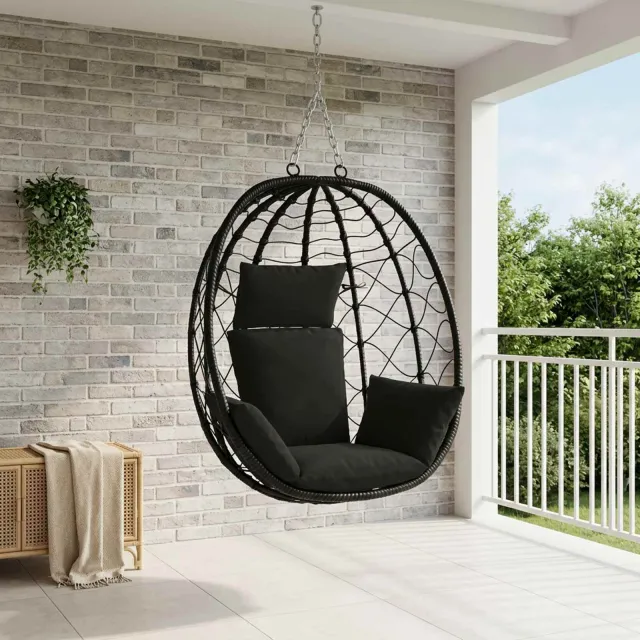 vidaXL Adirondack Kussen PUTTEN 100% Polyester Zwart 60 x 145 x 10 cm