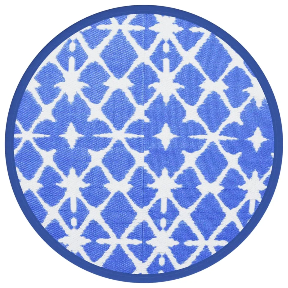vidaXL Buitenkleed ARAKIL Ø160 cm polypropeen blauw en wit