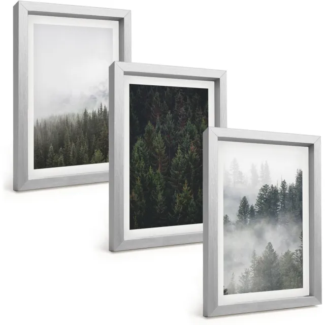 TULUP 4-Delige Schilderij Set - Groene bossen in een mistige natuurlijke omgeving - 20 x 30 cm - Stijlvolle Wanddecoratie - Interieur - Moderne Wanddecoratie Zilveren lijst
