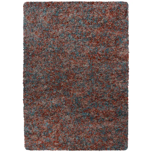 Enjoy Shaggy – Hoogpolig Vloerkleed – 3D-effect – Gemêleerd Terra/Blauw/Beige – 120 cm rond