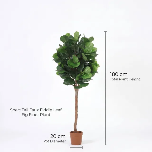 Florafy Kunstplant Ficus Lyrata 180cm - Kunstplanten voor binnen - Onderhoudsvrij Groen