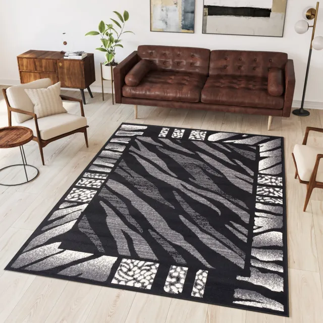Tapiso Dream Vloerkleed Grijs Zwart Modern Dierenprint Woonkamer Tapijt Maat- 120x170 Grijs Zwart 4