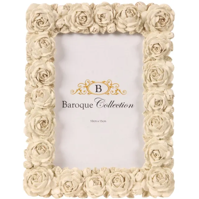 Baroque Fotolijst - Fotolijst 10 x 15 cm - Crème - Resin - 20.2x15.8x2.6 - Polyresin