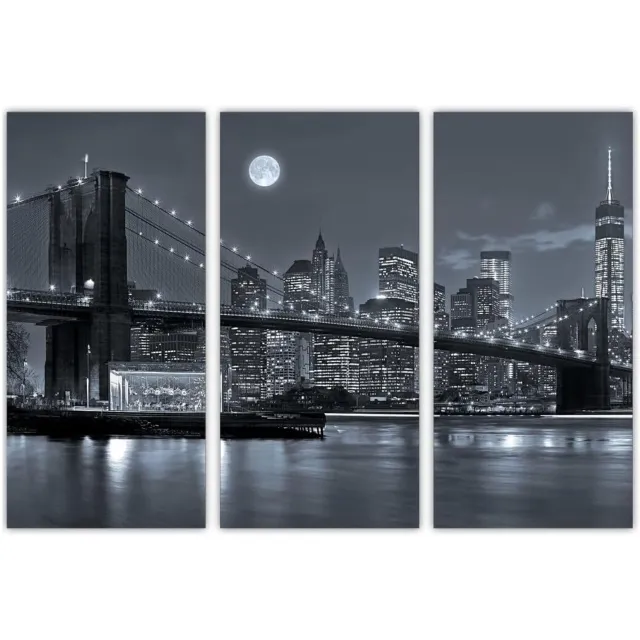 AREDE Set van 3 Wanddecoratie Schilderij Brooklyn Bridge 90x60cm PVC