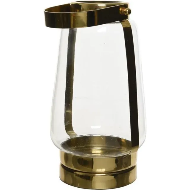 Decoris lantaarn RVS structuur glas goud