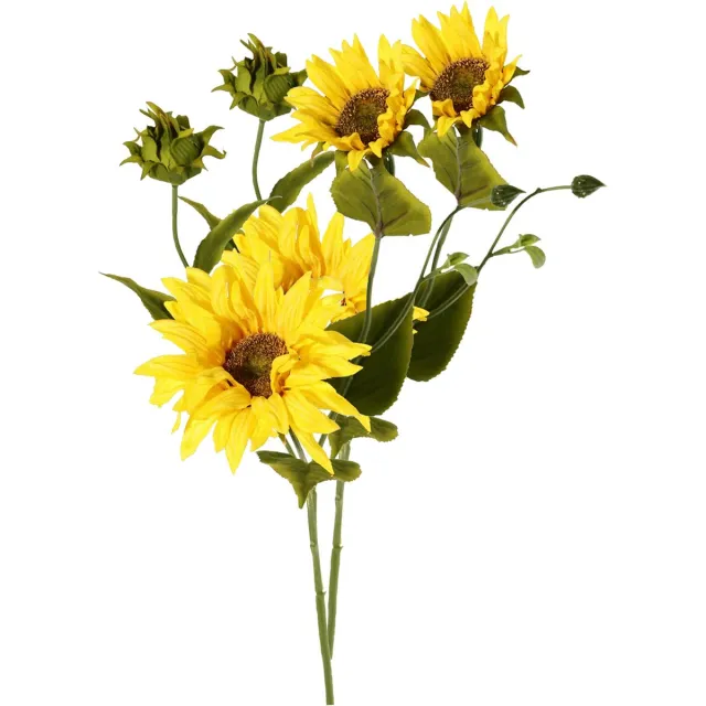 Top Art Topart Kunstbloem Zonnebloem tak - 2x - 60 cm - geel - kunst zijdebloem - decoratie bloemen