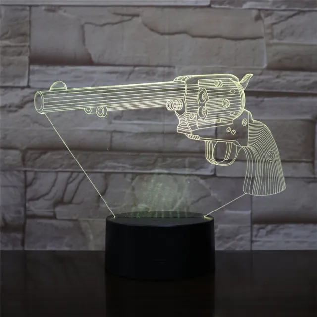MC Living 3D Led Lamp Met Gravering - RGB 7 Kleuren - Revolver