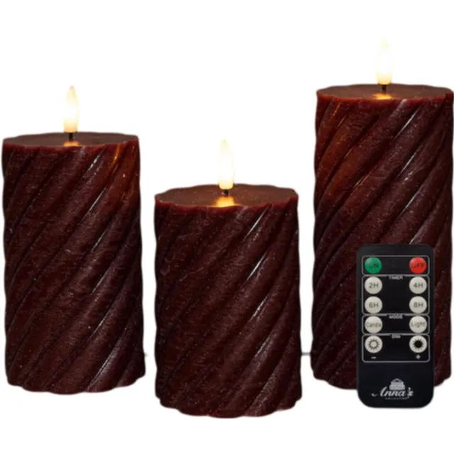 Anna's Collection Stompkaars swirl wax led 3d vlam op batterij me... Bordeau