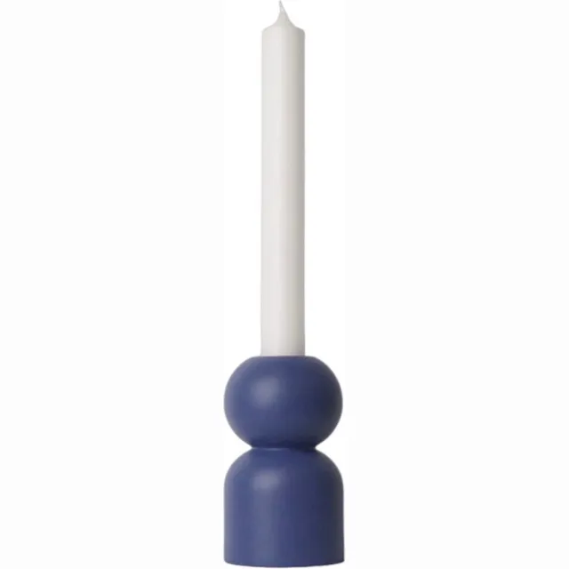 LEMON LILY Houten Kandelaar ‘3-in-1 Low’ – Blauw – Ø 8.5 × 14 cm – Geschikt voor Diner, Stompkaarsen & Waxinelichtjes – Handgemaakt Design