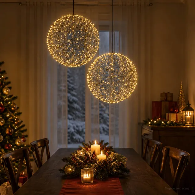 vidaXL Kerst Finial Licht 2 st 1000 LED's Warmwit Diameter 40 x 42 cm