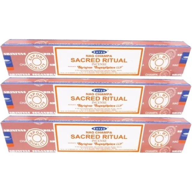 HEM Satya Nag Champa wierook stokjes - Sacred Ritual - 3x pakje van 12 stuks - 15 gram Multi