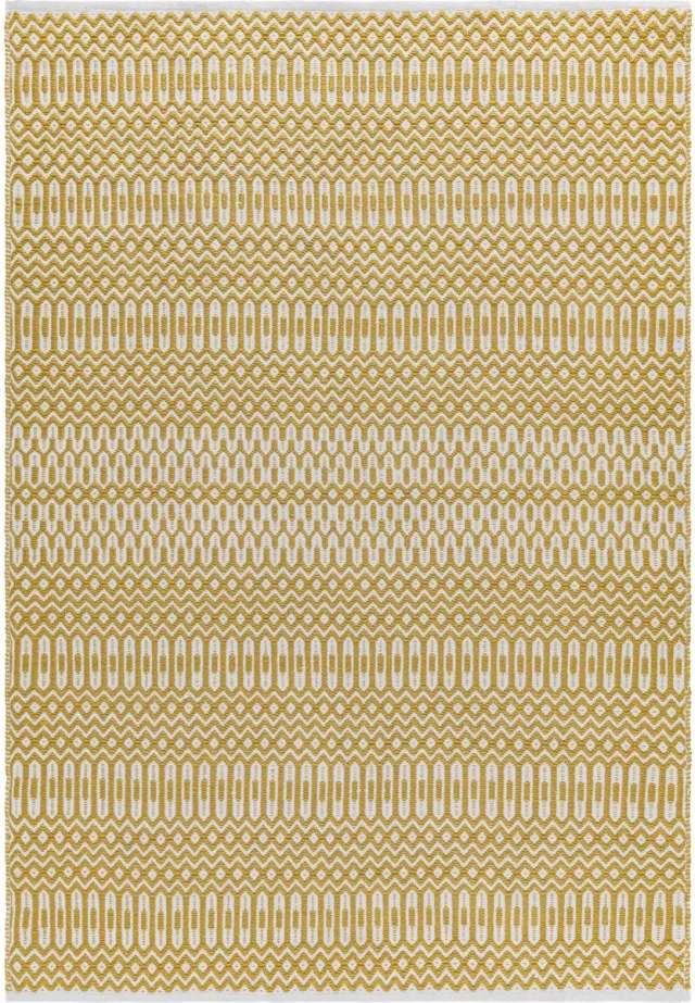 Eazy Living Easy Living - Easy Living Halsey Mustard Vloerkleed - 160x230 - Rechthoek - Buiten,Laagpolig Tapijt - Modern - Geel, Wit