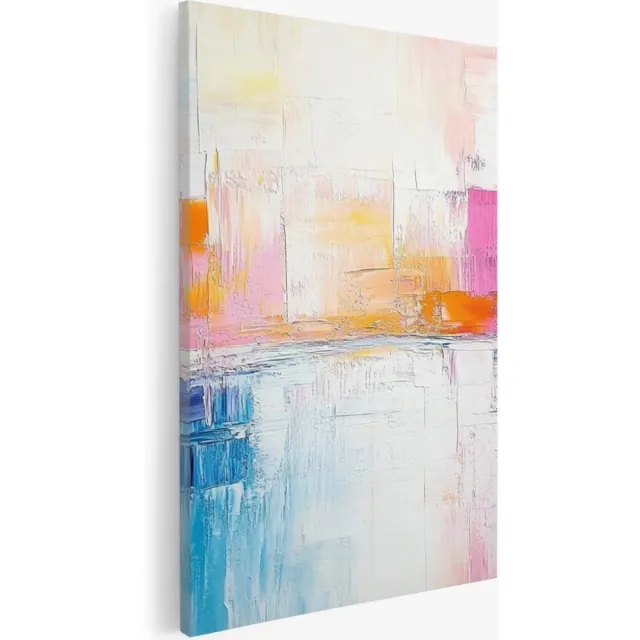 Saammp Canvas Schilderij - Gekleurde horizon van een stad - Abstract kunstwerk - 20x30 - Foto op canvas - Wanddecoratie - Muurdecoratie Woonkamer - Slaapkamer decoratie - Canvas Print Multicolor
