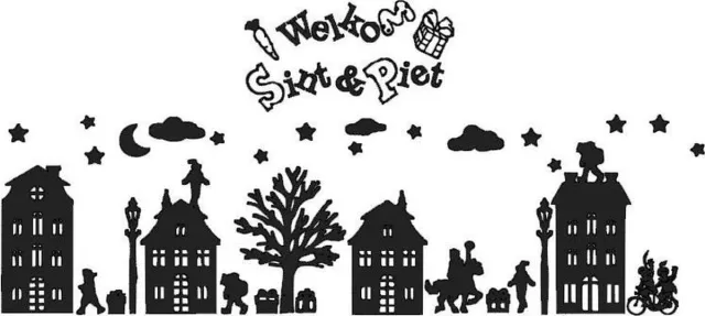 FlexMade.nl Raamfolie "Welkom Sint en Piet" zwart