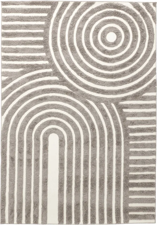 Nest living Linnea Vloerkleed Grijs - Voor Binnen - Modern - Rechthoek - Woonkamer - Laagpolig - Boho Geometrisch - 230 x 160 cm