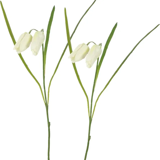 Viv! Home Luxuries Fritillaria - Kievitsbloem - 2 stuks - zijden bloem - wit - 54cm
