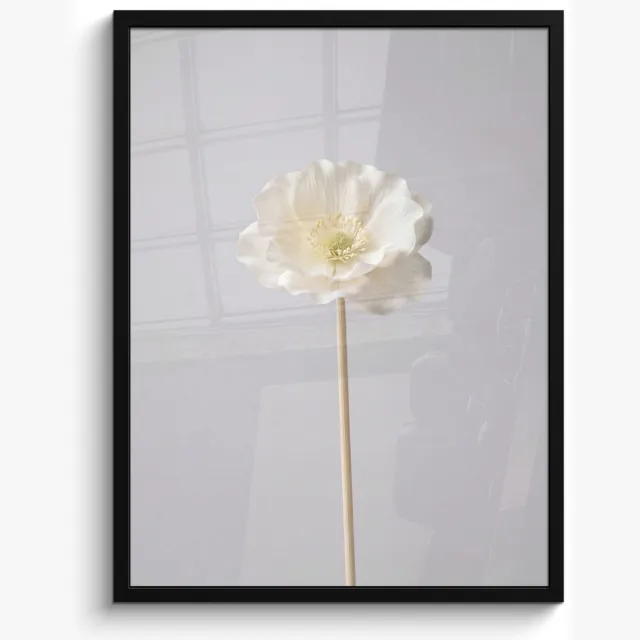 FrameYourWall Poster in lijst - Fotolijst 50x70 cm - Posters - Bloem - Minimalistisch -Wit - Posterlijst zwart - Decoratie - Wanddecoratie woonkamer - Muurdecoratie slaapkamer