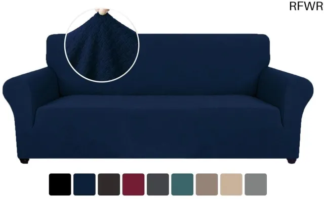 RFWR Rekbare Bankhoes 3 Zits voor Woonkamer - Universele Sofahoes met Anti-slip en Krasbestendige Eigenschappen - Blauw